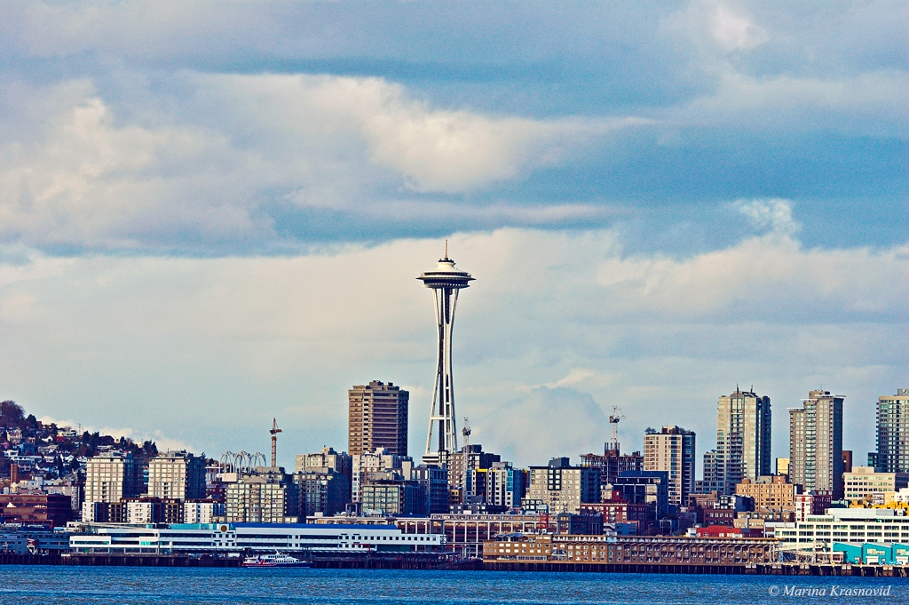 Seattle skyline from Alki Beach.