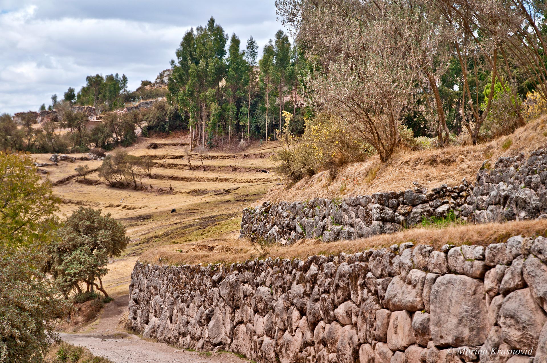 Tambomachay Tambomachay Inca ruins with stone terraces and water fountains near Cusco, Peru.